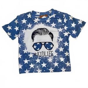 NEW KIDS CHARM boys patriotic #kidlife star tee in blue